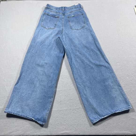 Almost Famous Jeans Women 5 High Rise Super Wide Baggy Leg Distressed Blue - Picture 11 of 12